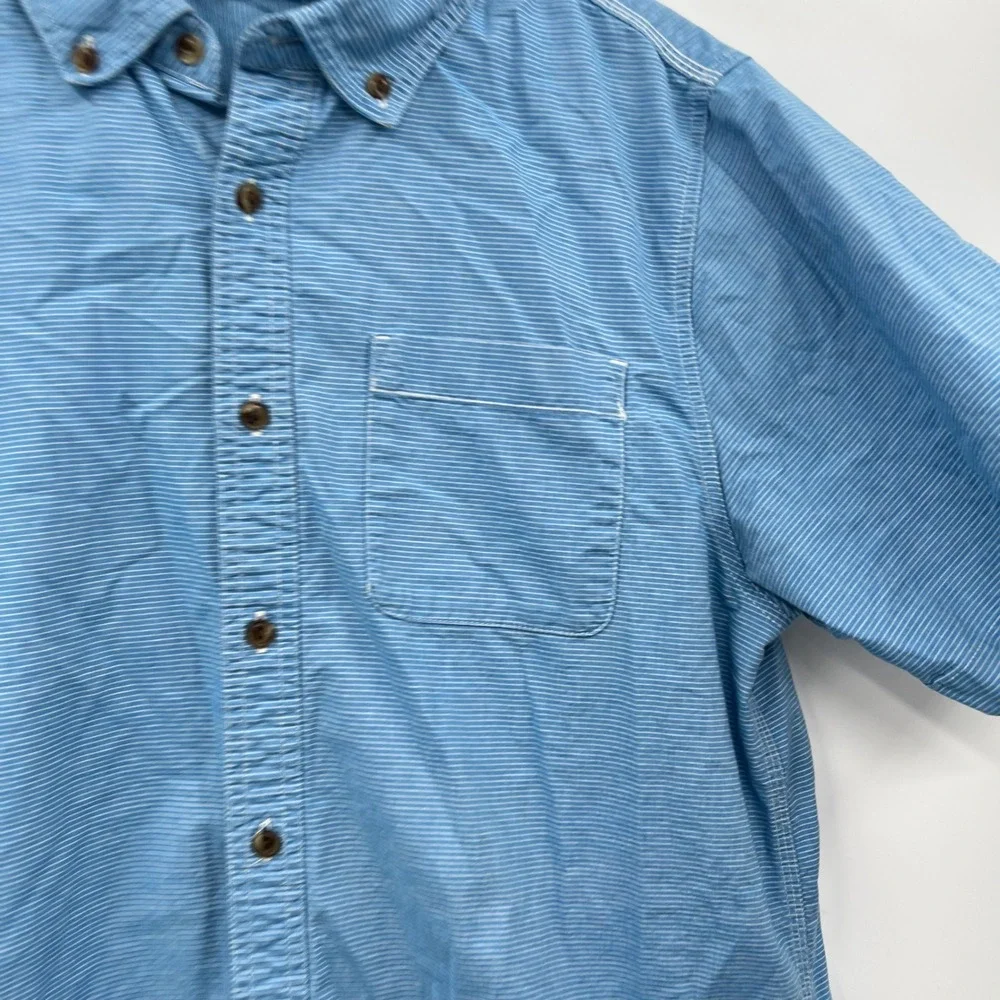 The North Face Mens Blue Pinstripe Short Sleeve Button‎ Down Shirt Size Medium